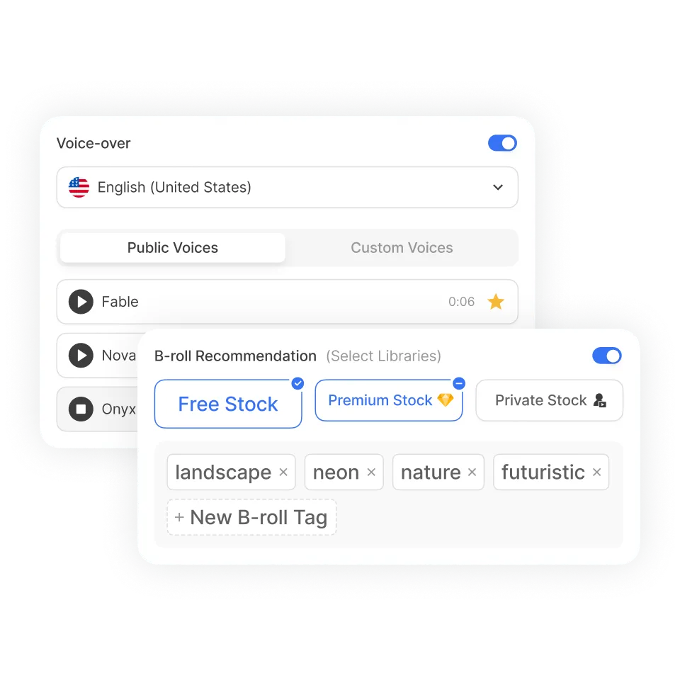 Choose narration, pacing, visuals, and music in the flipped classroom video maker